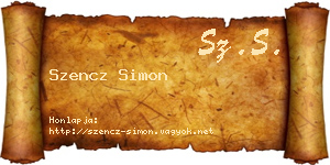 Szencz Simon névjegykártya